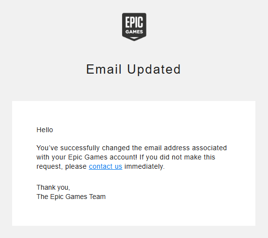 Epic Games Email Updated