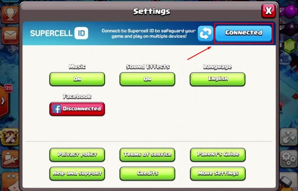 CoC Settings - Connected