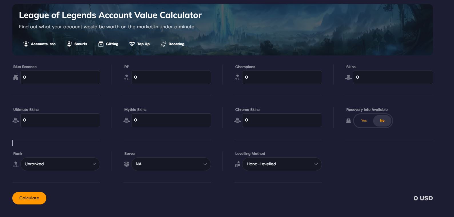 League of Legends Account Value Estimator