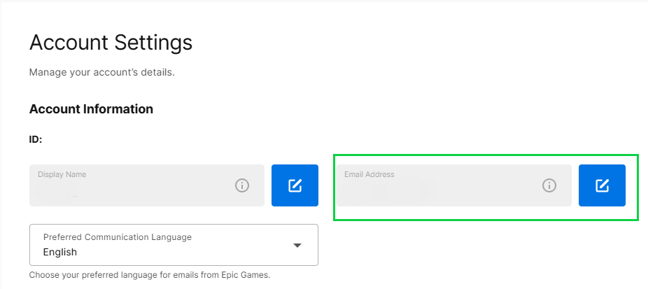 Epic Games Account Settings